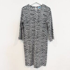 J. McLaughlin Catalina Cloth Flare Sleeve Zebra Dress in‎ Black White Size Large